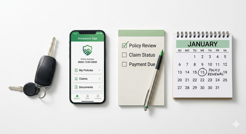 short-term car insurance checklist with car keys and smartphone